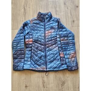 North Face Womens S Cosmic Blue Thermoball Nano Puff Puffer Jacket Orange Coat